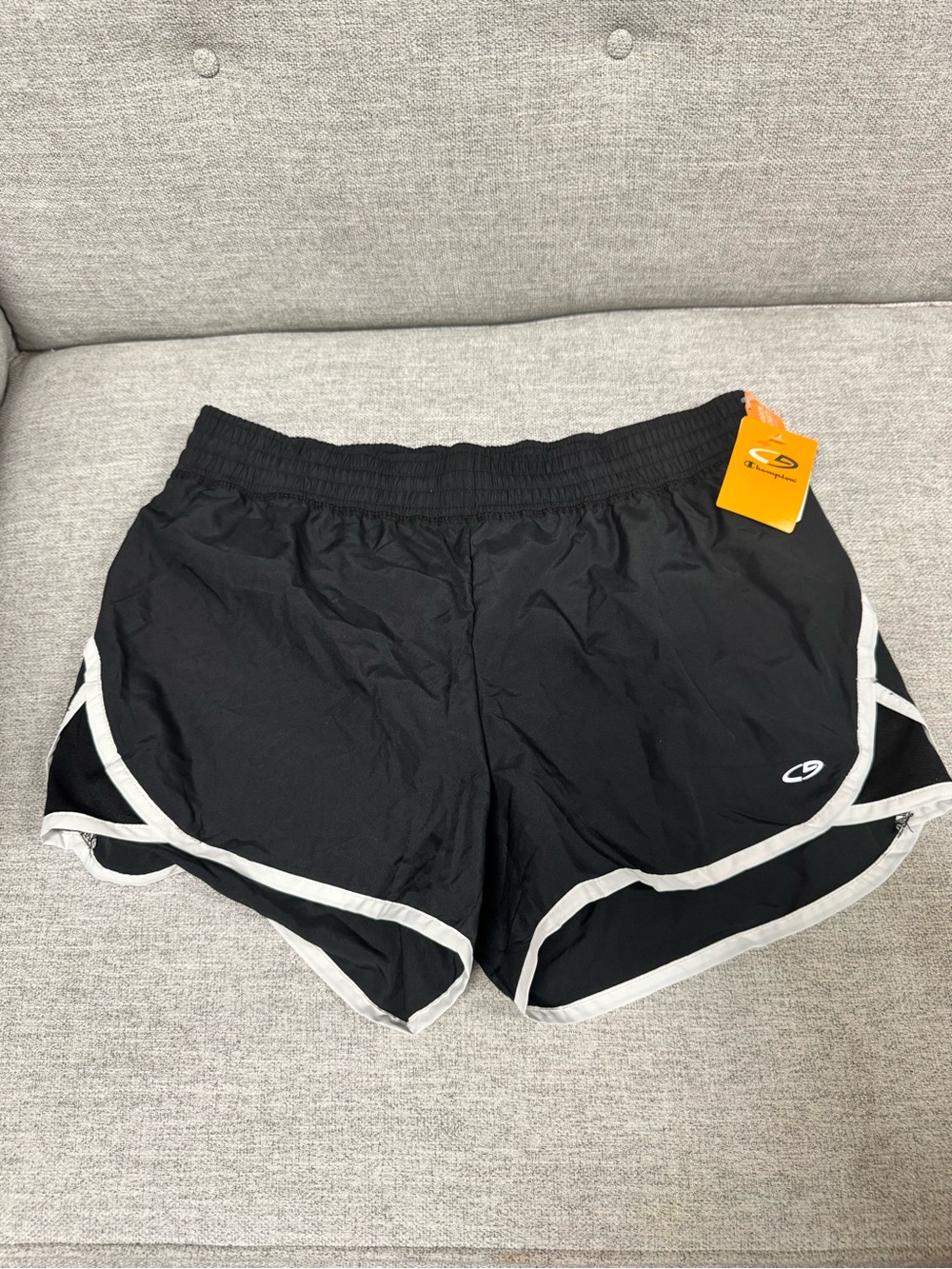 Champion Black Athletic Shorts with White Trim